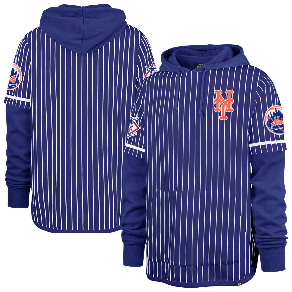 New York Mets Pinstripe Double Header Pullover Hoodie Royal | 47 brand