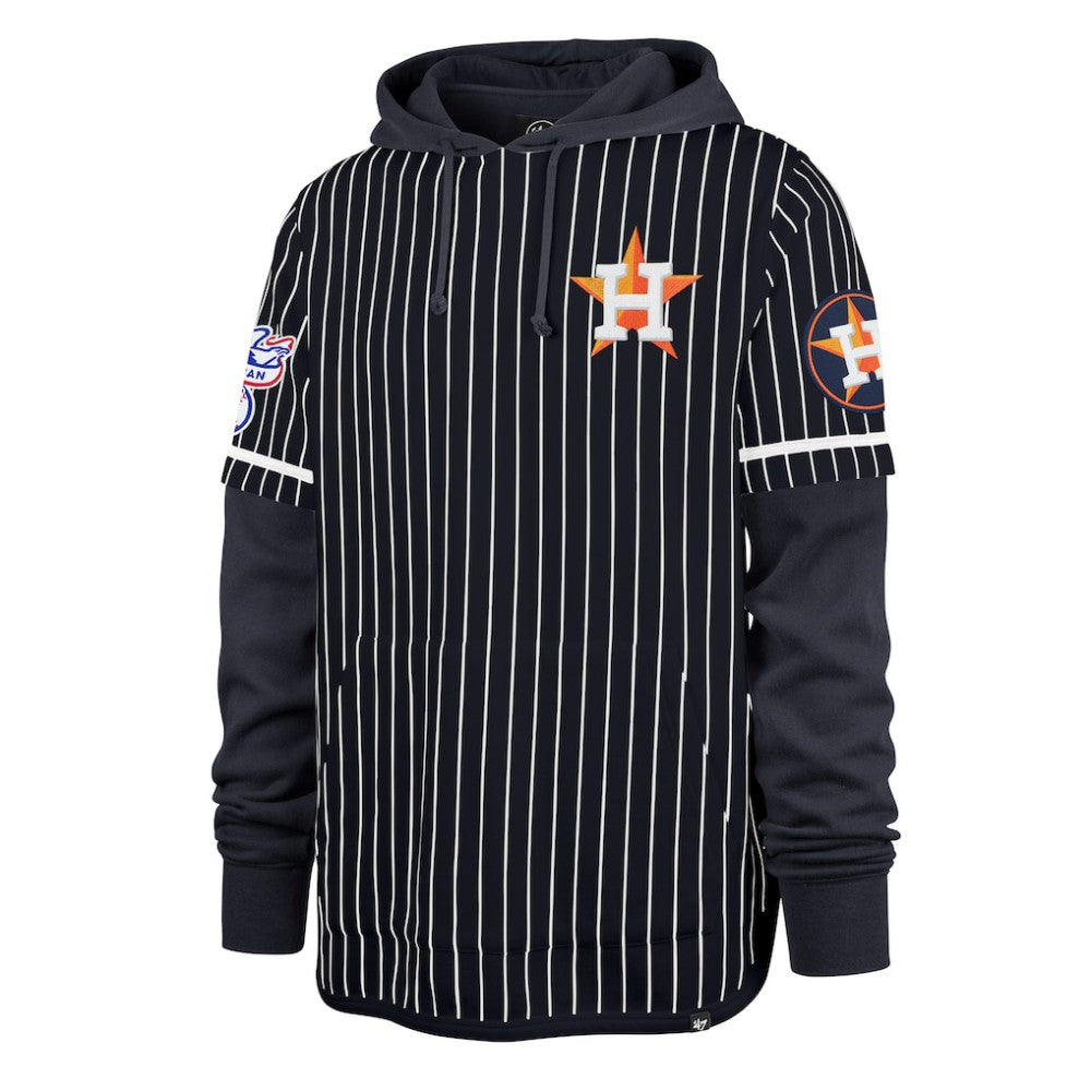 Houston Astros Pinstripe Double Header Pullover Hoodie Navy | 47 brand