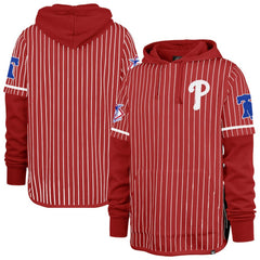 Philadelphia Phillies Pinstripe Double Header Pullover Hoodie Red | 47 brand