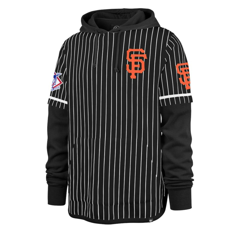 San Francisco Giants Pinstripe Double Header Pullover Hoodie Black | 47 brand