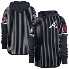 Atlanta Braves Pinstripe Double Header Pullover Hoodie Navy | 47 brand