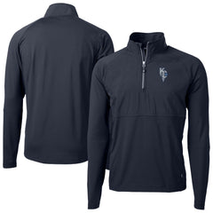 Kansas City Royals Cutter & Buck Adapt Eco Knit Hybrid Recycled Quarter-Zip Pullover Top Navy