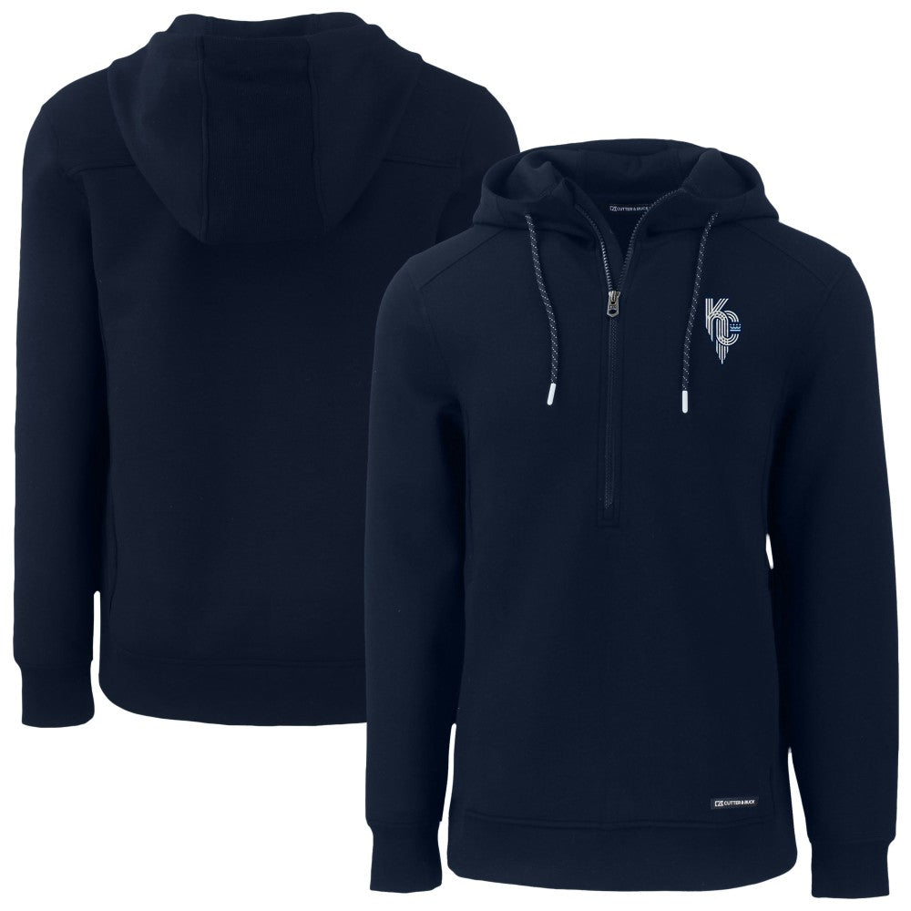 Kansas City Royals Cutter & Buck Roam Eco Recycled Half-Zip Pullover Hoodie Navy