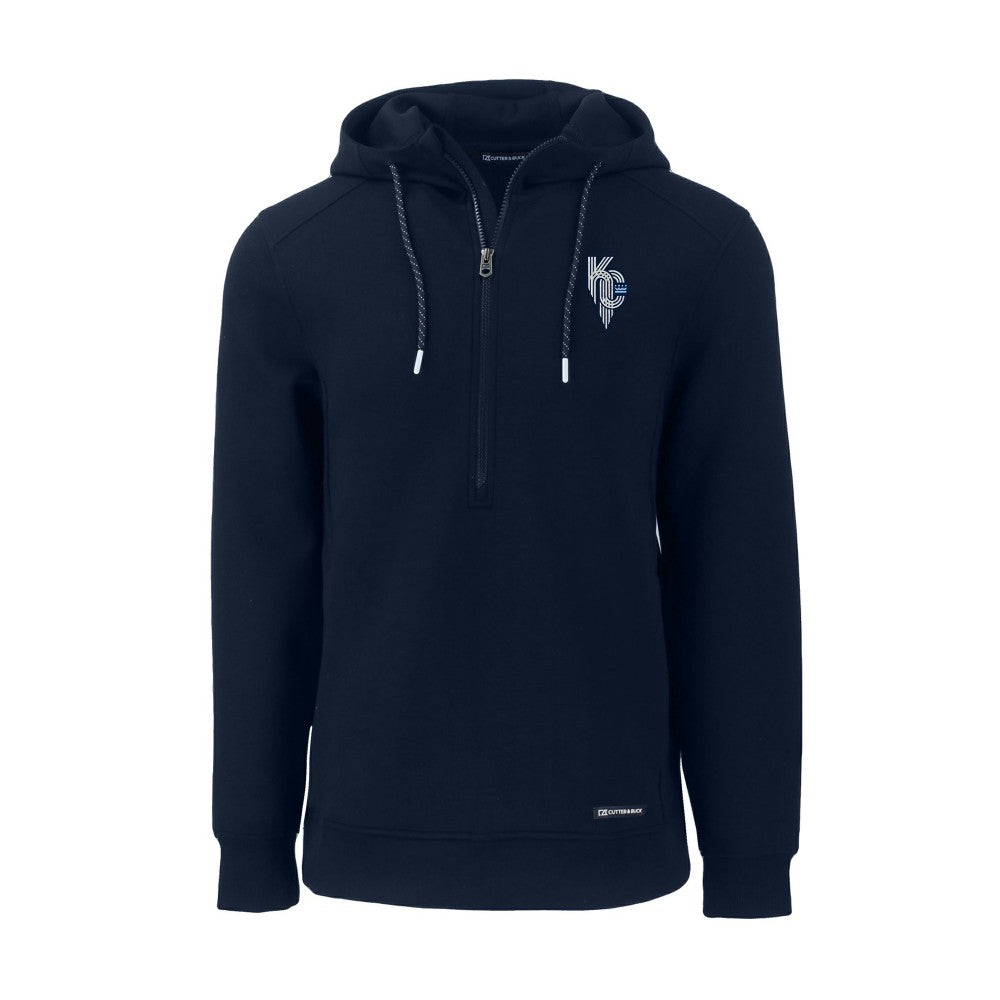 Kansas City Royals Cutter & Buck Roam Eco Recycled Half-Zip Pullover Hoodie Navy