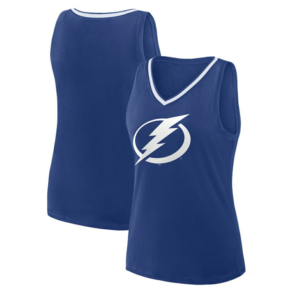 Tampa Bay Lightning Logo Athletic Women's Stellar Win V-Neck Tank Top Blue
