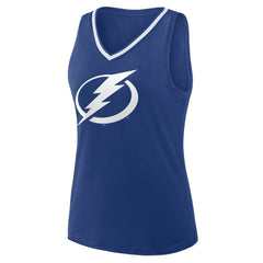 Tampa Bay Lightning Logo Athletic Women's Stellar Win V-Neck Tank Top Blue
