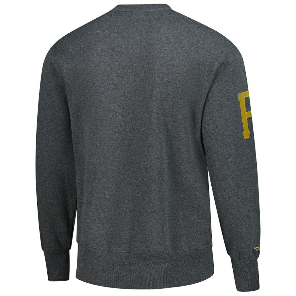 Roberto Clemente Pittsburgh Pirates Legends Collection Vintage Logo Name & Number Fleece Pullover Sweatshirt Heather Charcoal | Mitchell & Ness