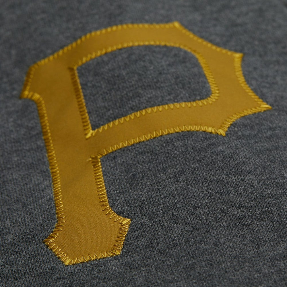 Roberto Clemente Pittsburgh Pirates Legends Collection Vintage Logo Name & Number Fleece Pullover Sweatshirt Heather Charcoal | Mitchell & Ness