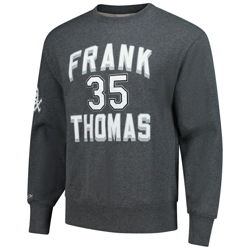 Frank Thomas Chicago White Sox Legends Collection Vintage Logo Name & Number Fleece Pullover Sweatshirt Heather Charcoal | Mitchell & Ness