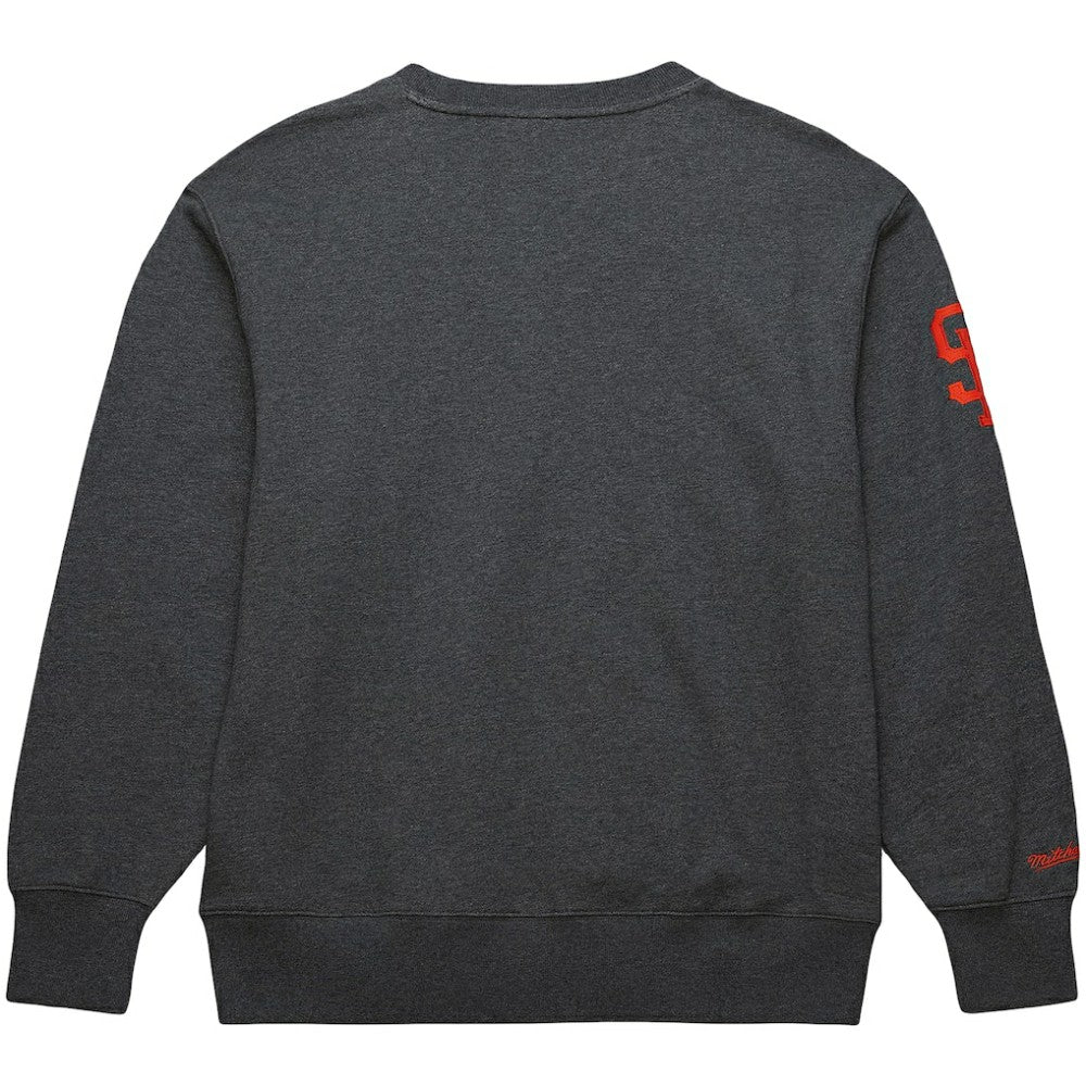 Willie Mays San Francisco Giants Legends Collection Vintage Logo Name & Number Fleece Pullover Sweatshirt Heather Charcoal | Mitchell & Ness