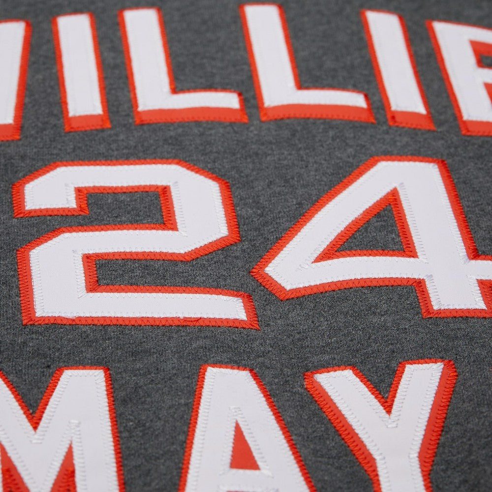 Willie Mays San Francisco Giants Legends Collection Vintage Logo Name & Number Fleece Pullover Sweatshirt Heather Charcoal | Mitchell & Ness