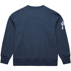 Derek Jeter New York Yankees Legends Collection Vintage Logo Fleece Name & Number Pullover Sweatshirt Heather Navy | Mitchell & Ness
