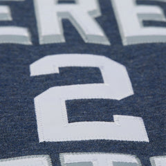 Derek Jeter New York Yankees Legends Collection Vintage Logo Fleece Name & Number Pullover Sweatshirt Heather Navy | Mitchell & Ness