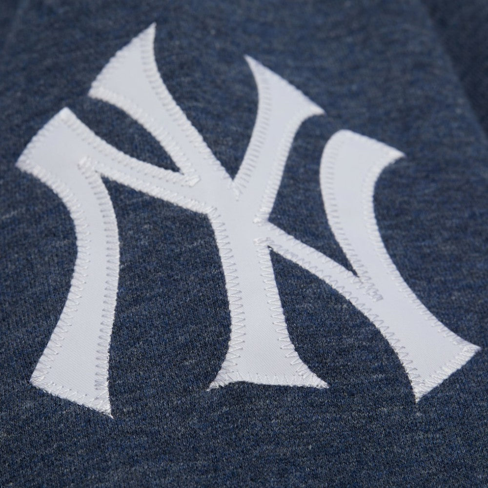 Derek Jeter New York Yankees Legends Collection Vintage Logo Fleece Name & Number Pullover Sweatshirt Heather Navy | Mitchell & Ness