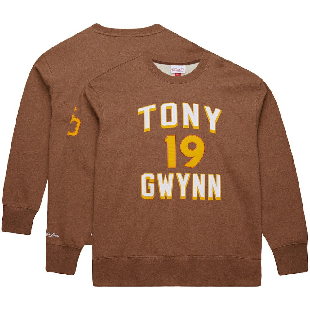 Tony Gwynn San Diego Padres Legends Collection Vintage Logo Name & Number Fleece Pullover Sweatshirt Brown | Mitchell & Ness