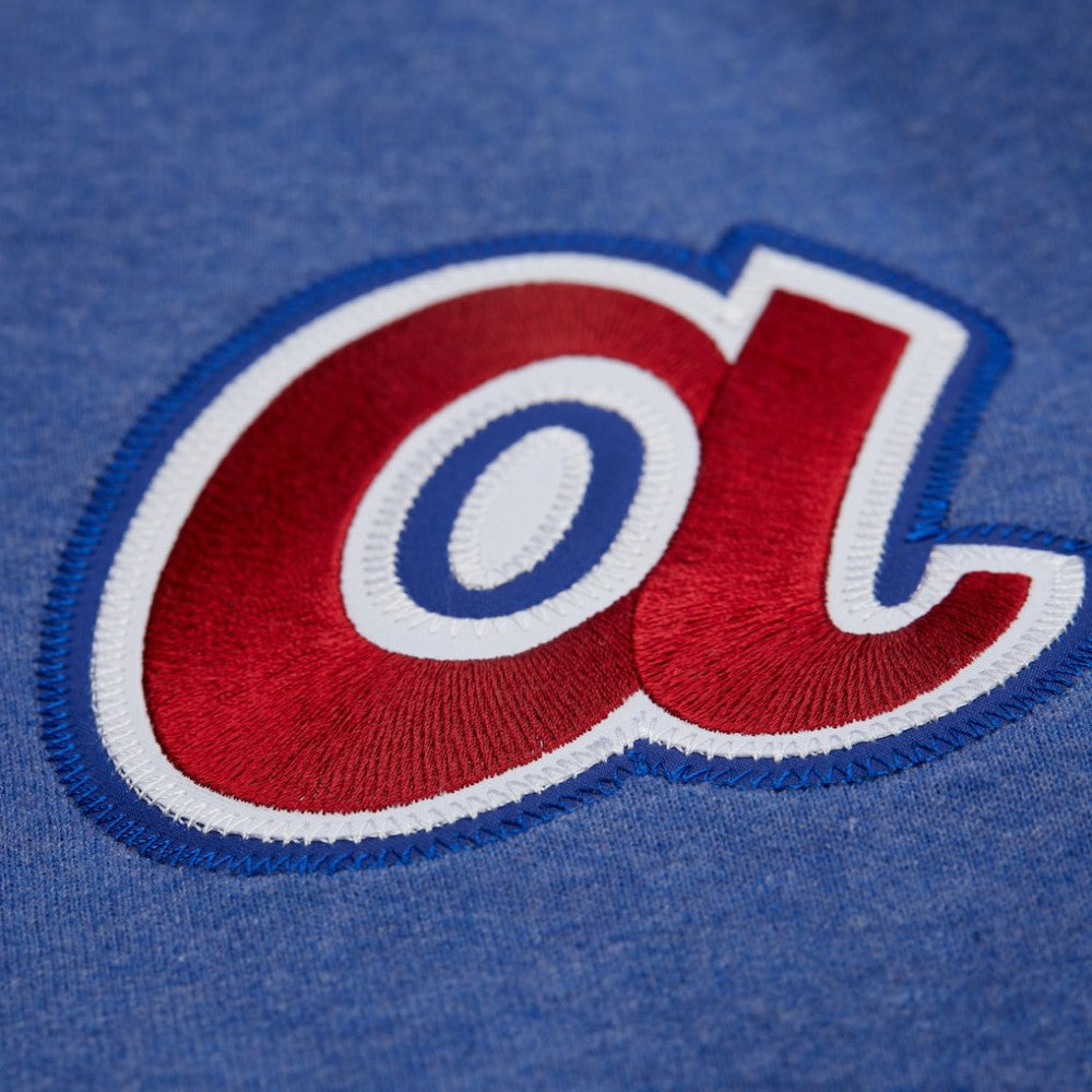 Hank Aaron Atlanta Braves Legends Collection Vintage Logo Fleece Name & Number Pullover Sweatshirt Royal | Mitchell & Ness
