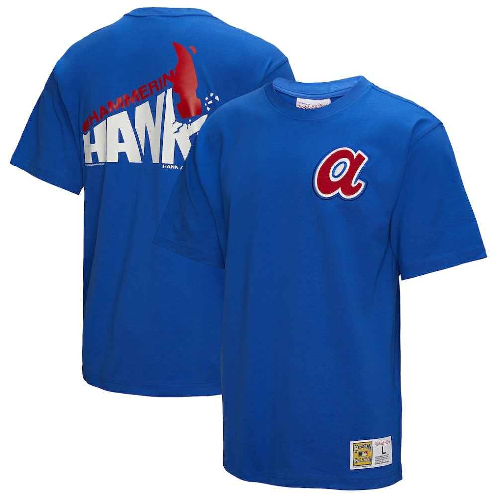 Hank Aaron Atlanta Braves Legends Collection Vintage Logo T-Shirt Royal | Mitchell & Ness