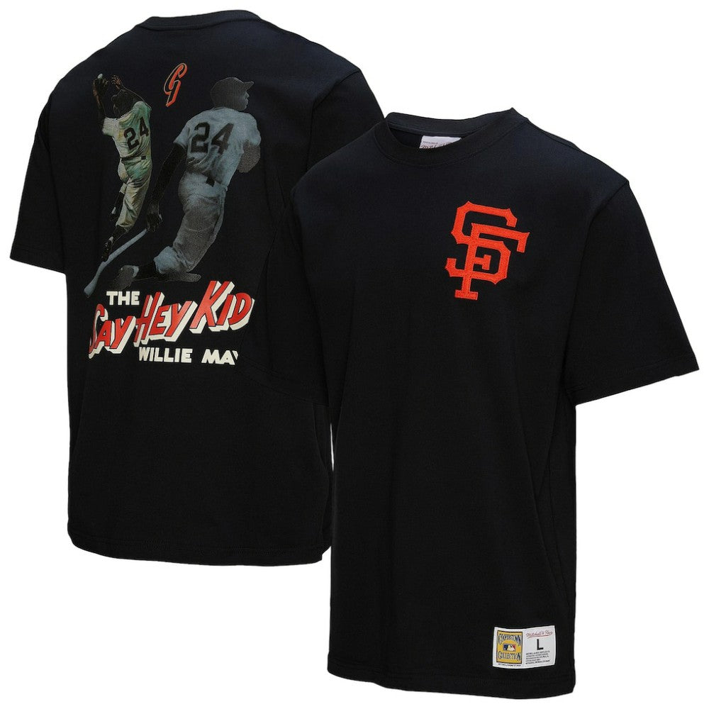 Willie Mays San Francisco Giants Legends Collection Vintage Logo T-Shirt Black | Mitchell & Ness