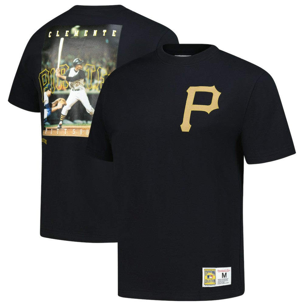 Roberto Clemente Pittsburgh Pirates Legends Collection Vintage Logo T-Shirt Black | Mitchell & Ness