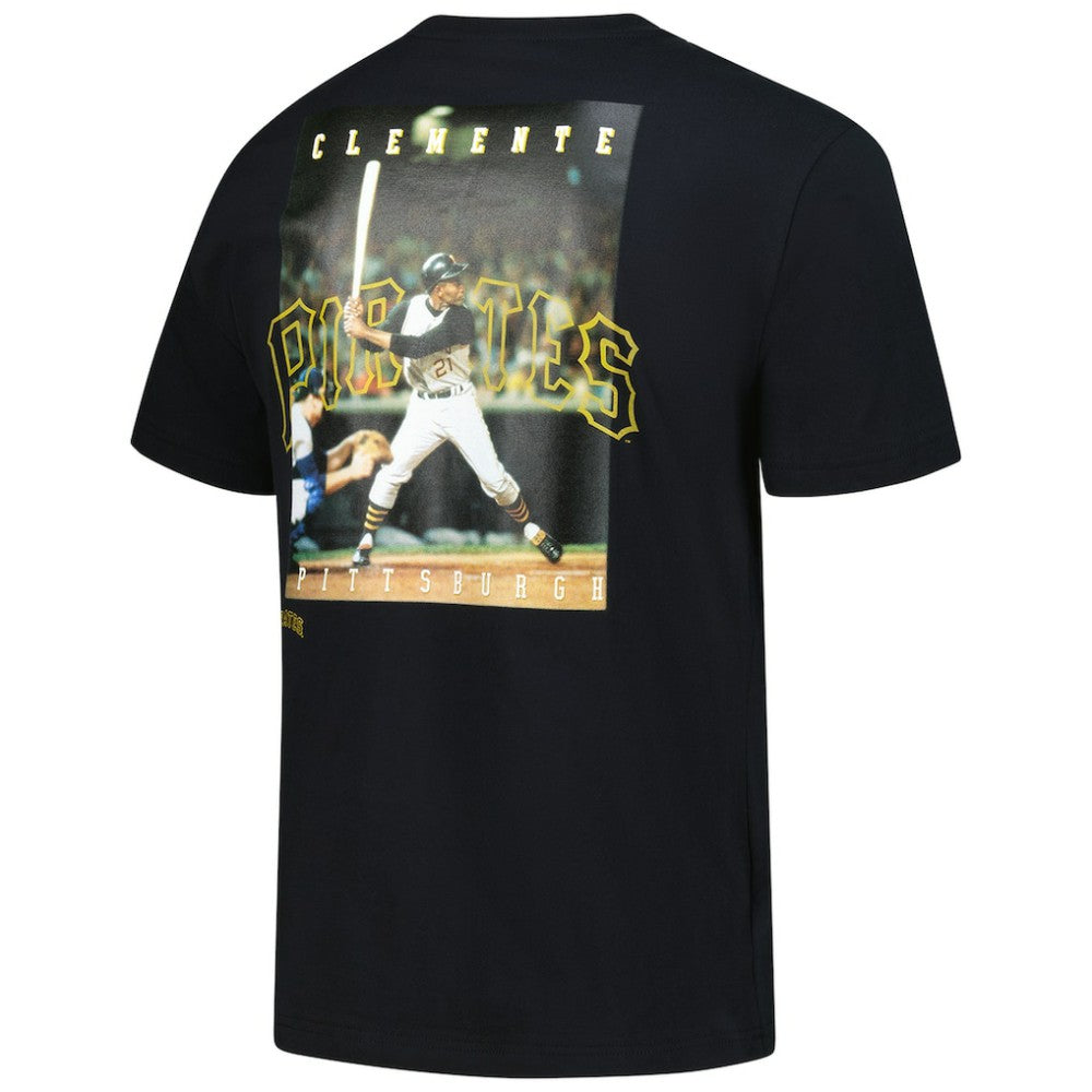 Roberto Clemente Pittsburgh Pirates Legends Collection Vintage Logo T-Shirt Black | Mitchell & Ness