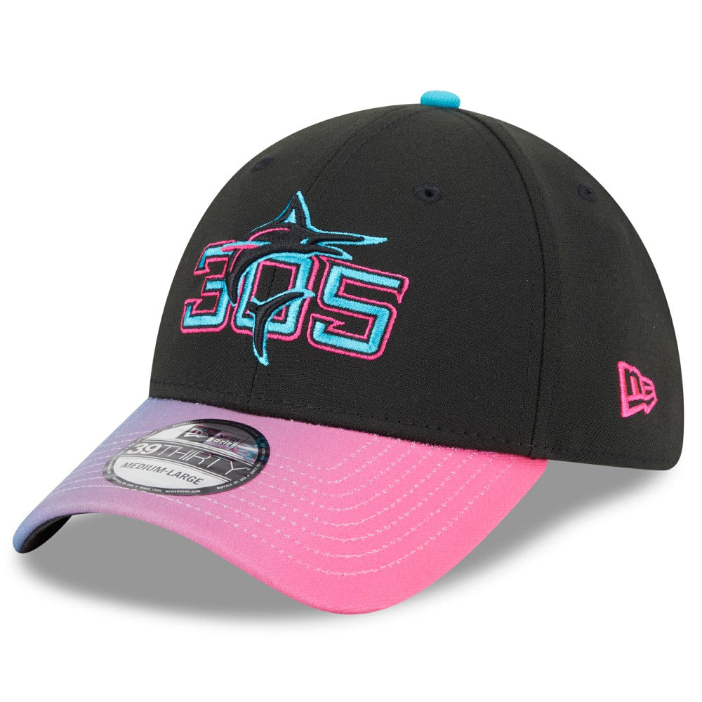 Miami Marlins 2025 City Connect 39THIRTY Flex Hat Black/Pink | New Era