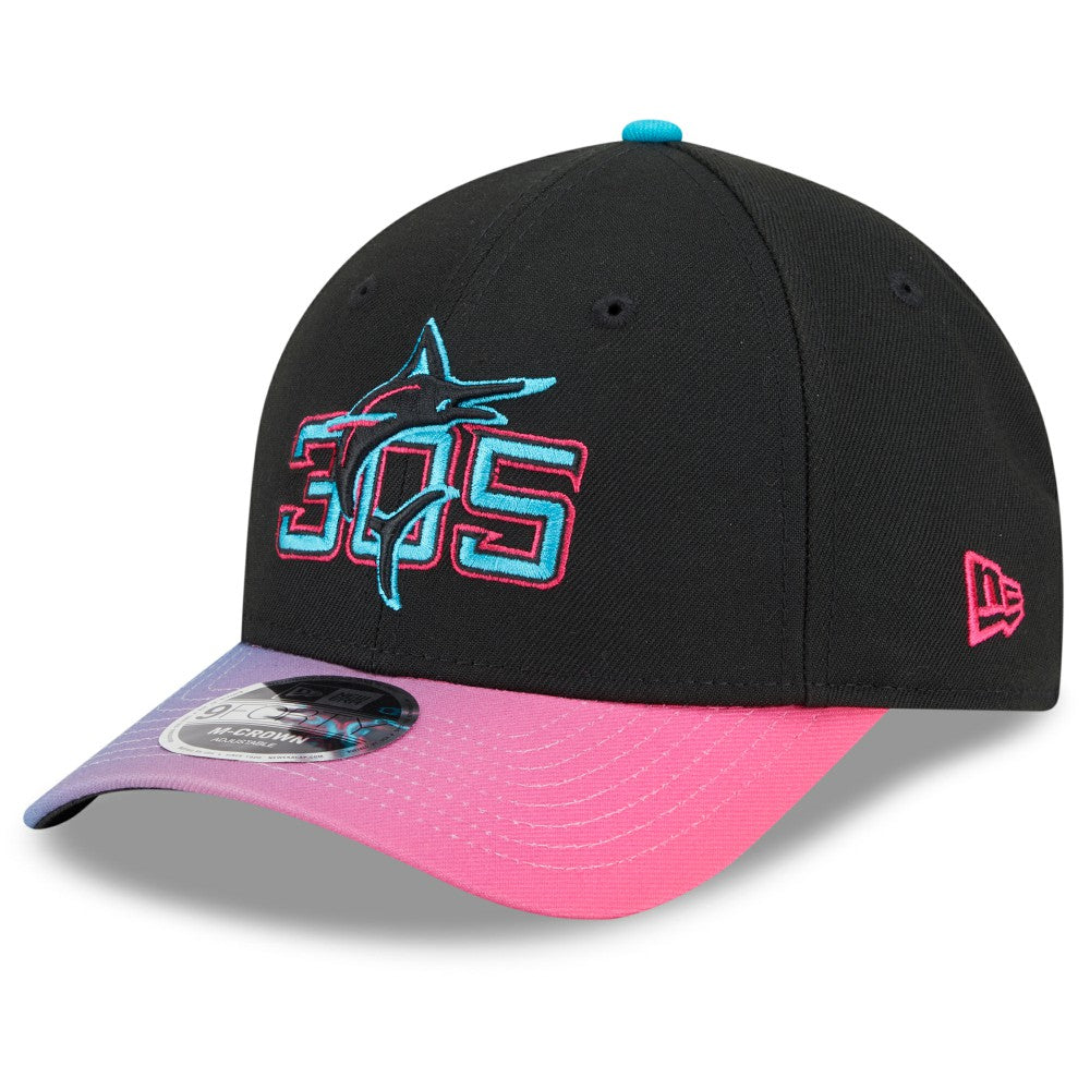 Miami Marlins 2025 City Connect 9FORTY M-Crown Adjustable Hat Black/Pink | New Era