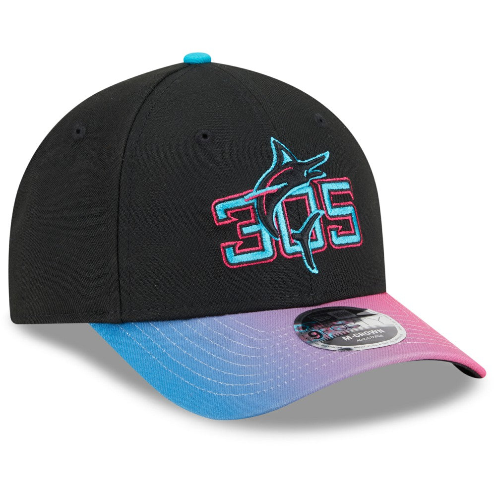 Miami Marlins 2025 City Connect 9FORTY M-Crown Adjustable Hat Black/Pink | New Era