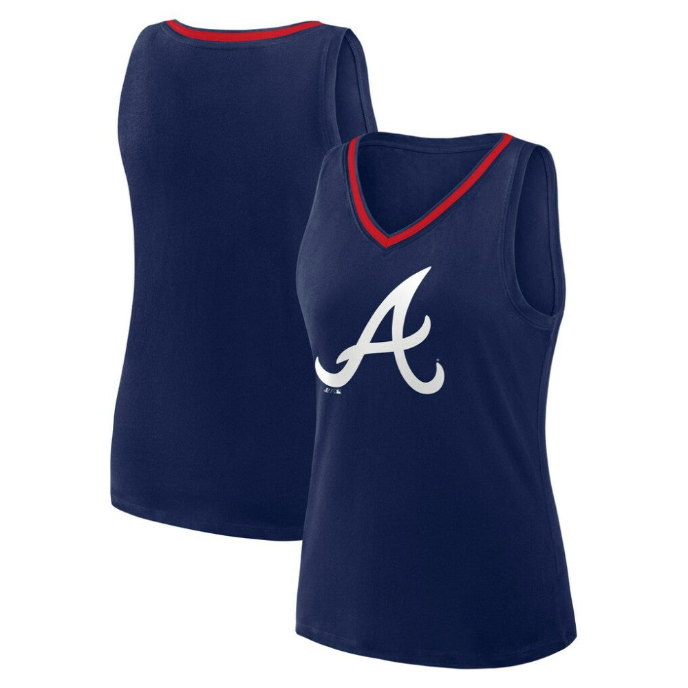 Atlanta Braves Logo Athletic Women's Stellar Win V-Neck Tank Top Navy