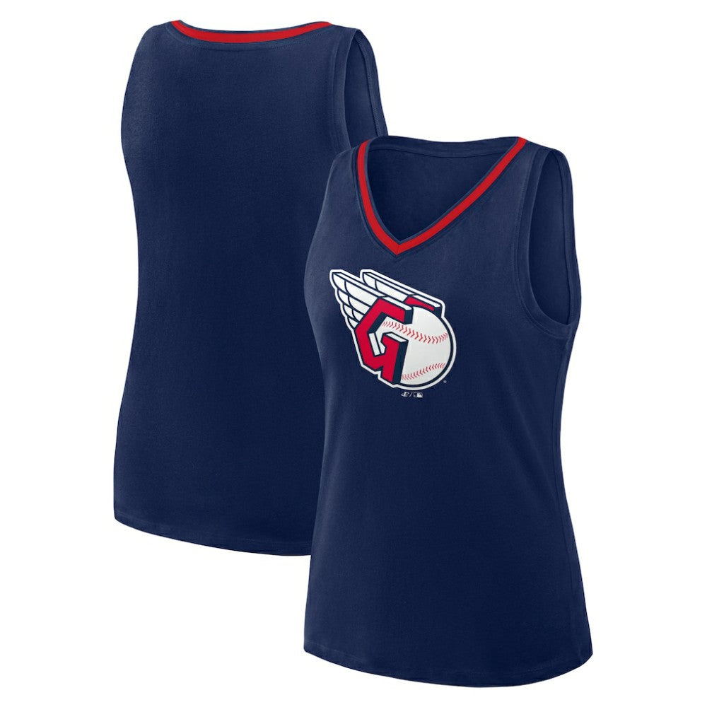 Cleveland Guardians Logo Athletic Women's Stellar Win V-Neck Tank Top Navy