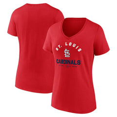 St. Louis Cardinals Logo Athletic Women's Unrivaled V-Neck T-Shirt Red