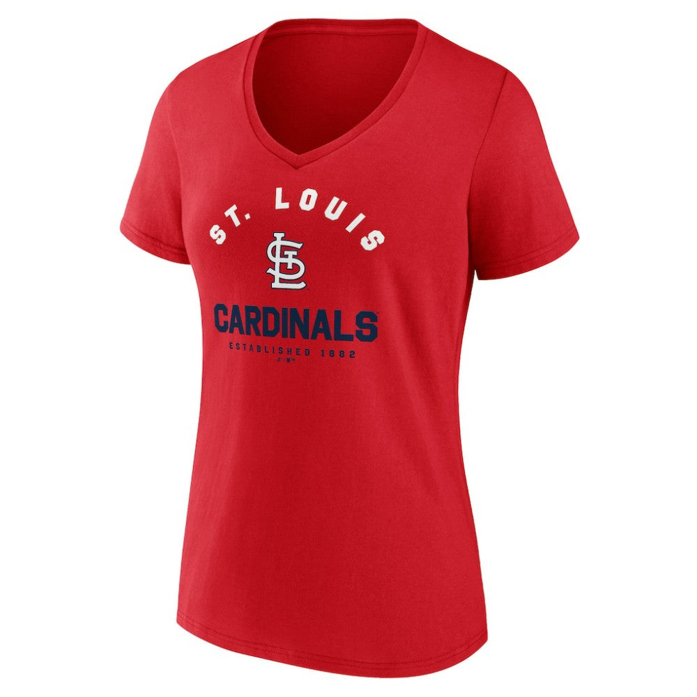 St. Louis Cardinals Logo Athletic Women's Unrivaled V-Neck T-Shirt Red