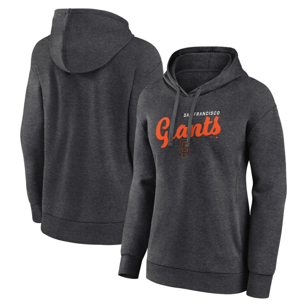 San Francisco Giants Logo Athletic Women's Logo Triumphant V-Neck Pullover Hoodie Heather Charcoal