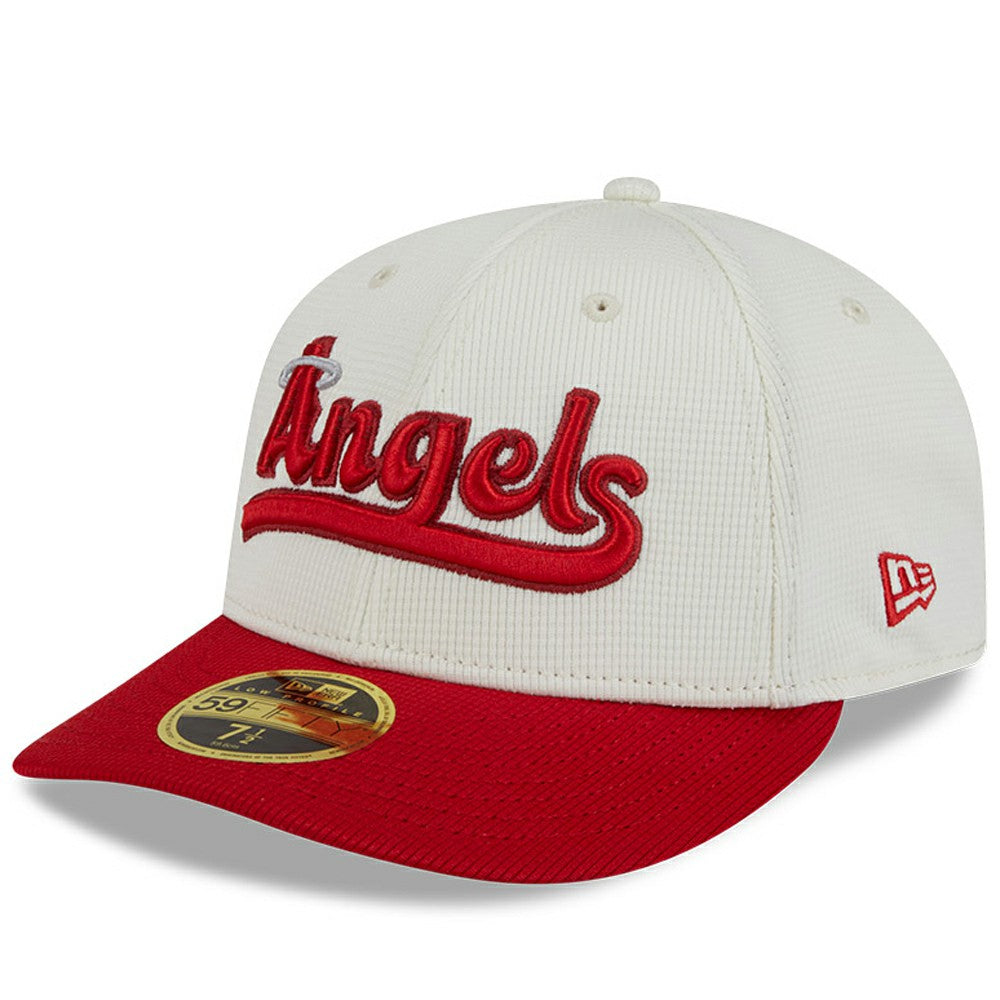 Los Angeles Angels City Connect Batting Practice Low Profile 59FIFTY Fitted Hat Cream/Red | New Era
