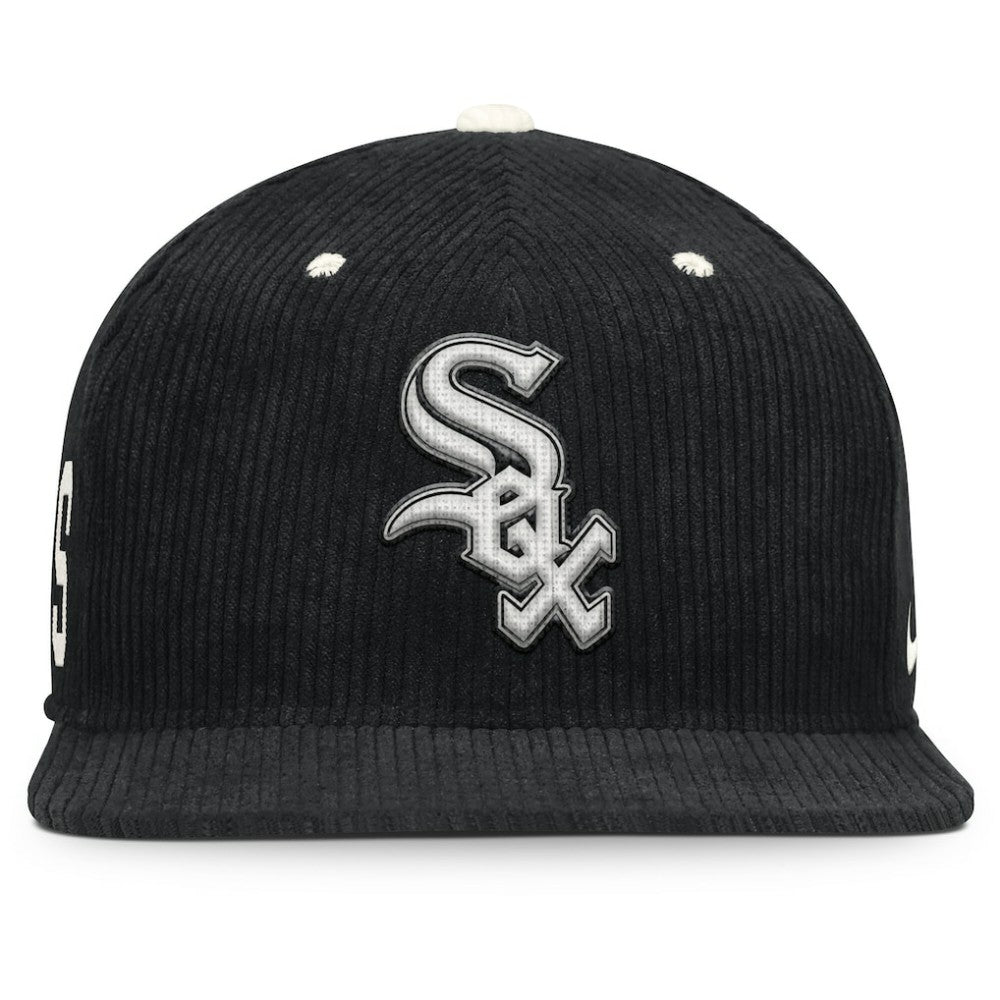 Chicago White Sox Pro Corduroy Structured Snapback Hat Black | Nike