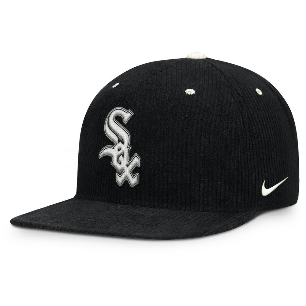 Chicago White Sox Pro Corduroy Structured Snapback Hat Black | Nike