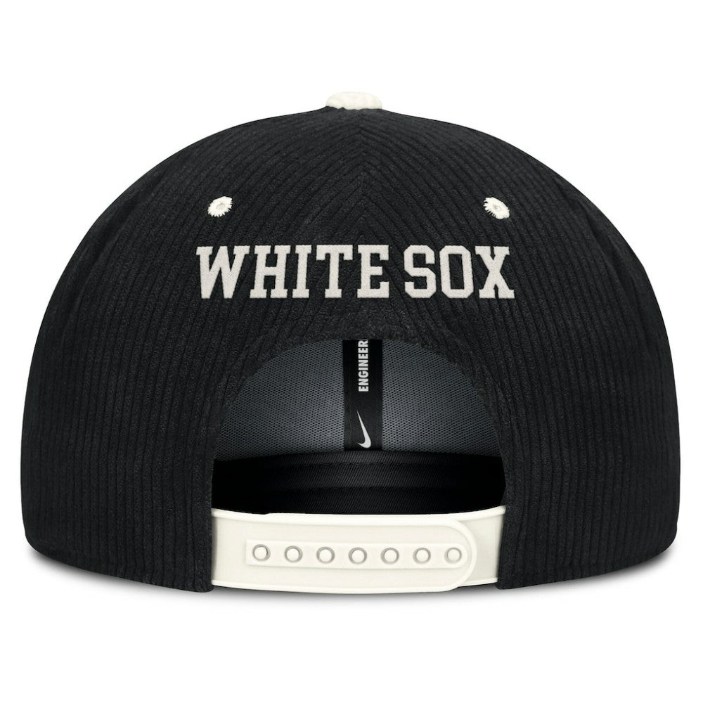 Chicago White Sox Pro Corduroy Structured Snapback Hat Black | Nike
