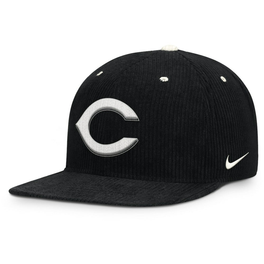 Cincinnati Reds Pro Corduroy Structured Snapback Hat Black | Nike