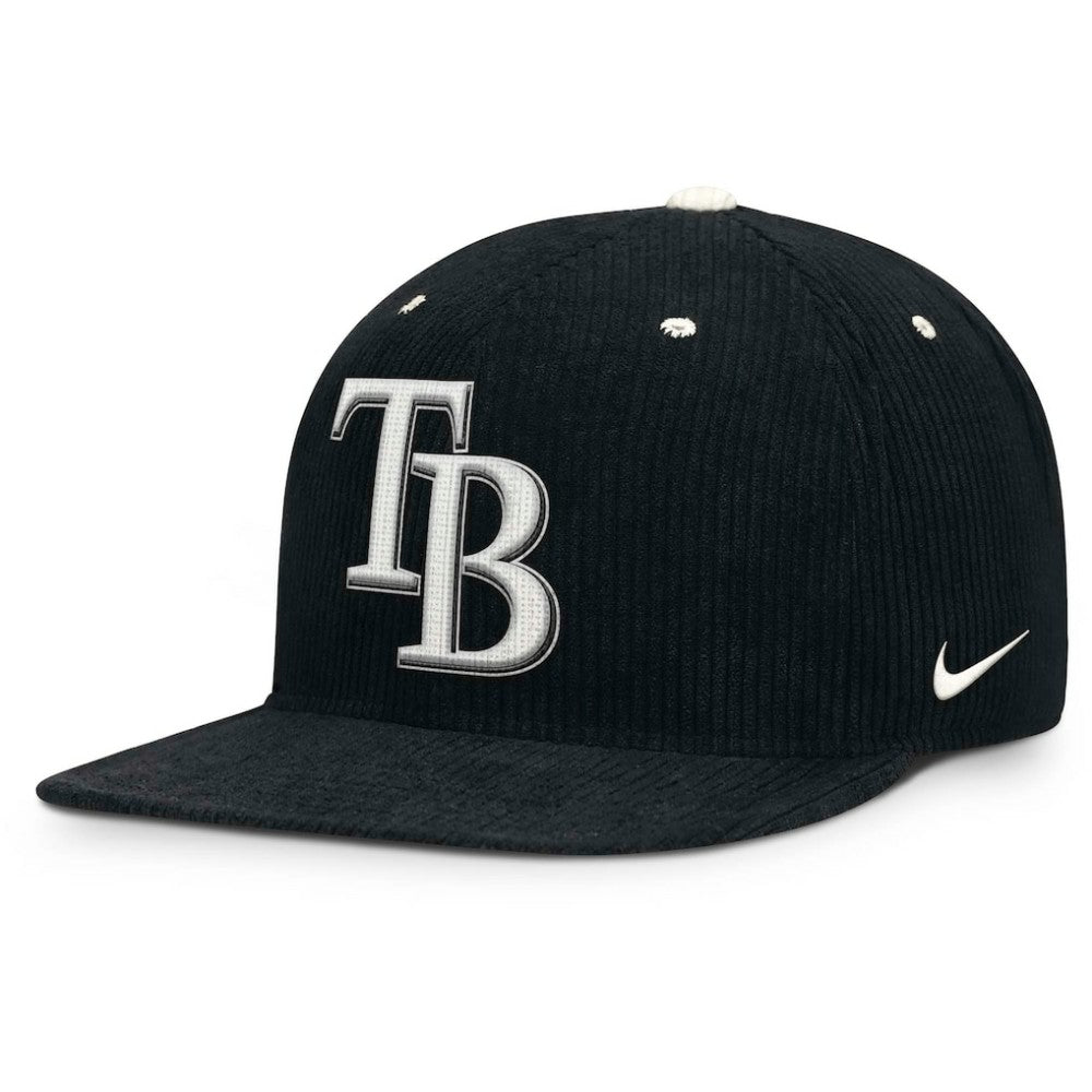 Tampa Bay Rays Pro Corduroy Structured Snapback Hat Black | Nike