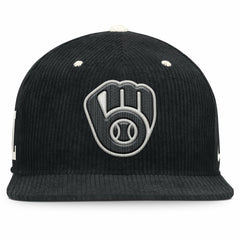 Milwaukee Brewers Pro Corduroy Structured Snapback Hat Black | Nike