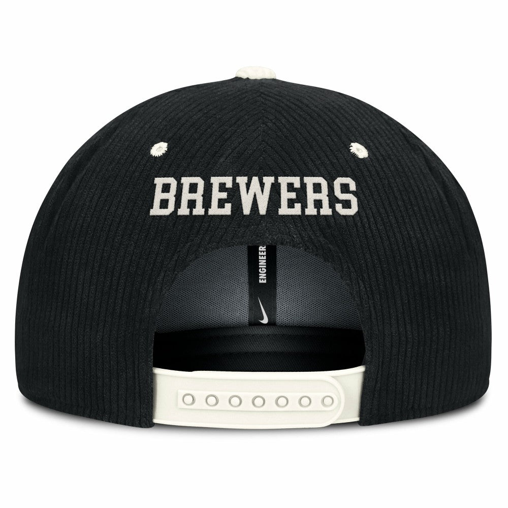 Milwaukee Brewers Pro Corduroy Structured Snapback Hat Black | Nike
