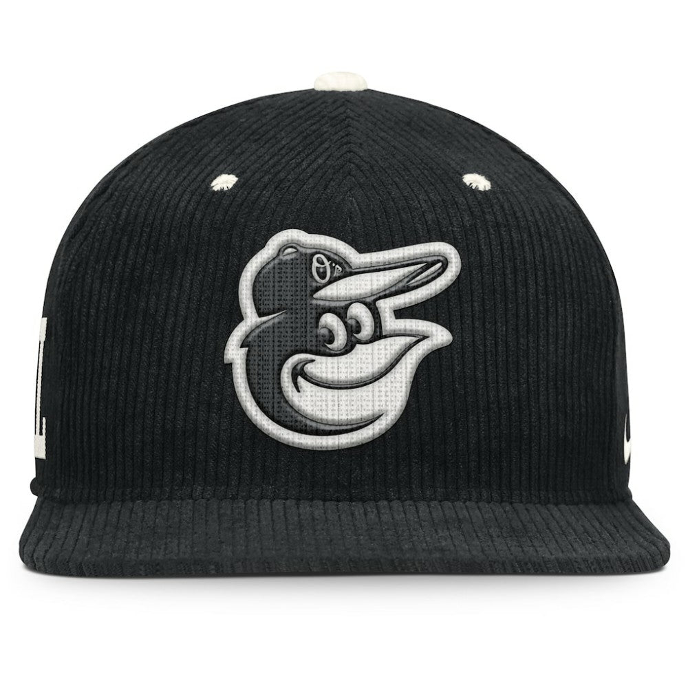 Baltimore Orioles Pro Corduroy Structured Snapback Hat Black | Nike