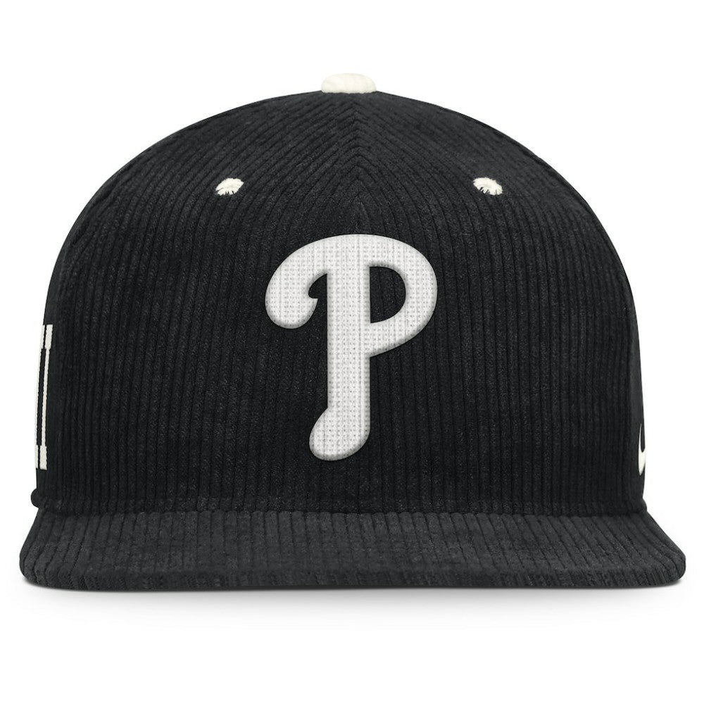 Philadelphia Phillies Pro Corduroy Structured Snapback Hat Black | Nike