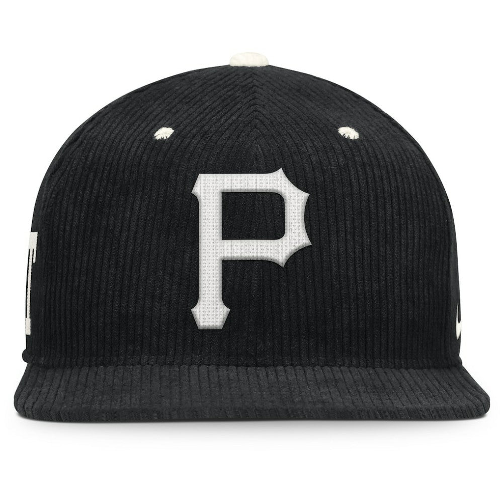 Pittsburgh Pirates Pro Corduroy Structured Snapback Hat Black | Nike