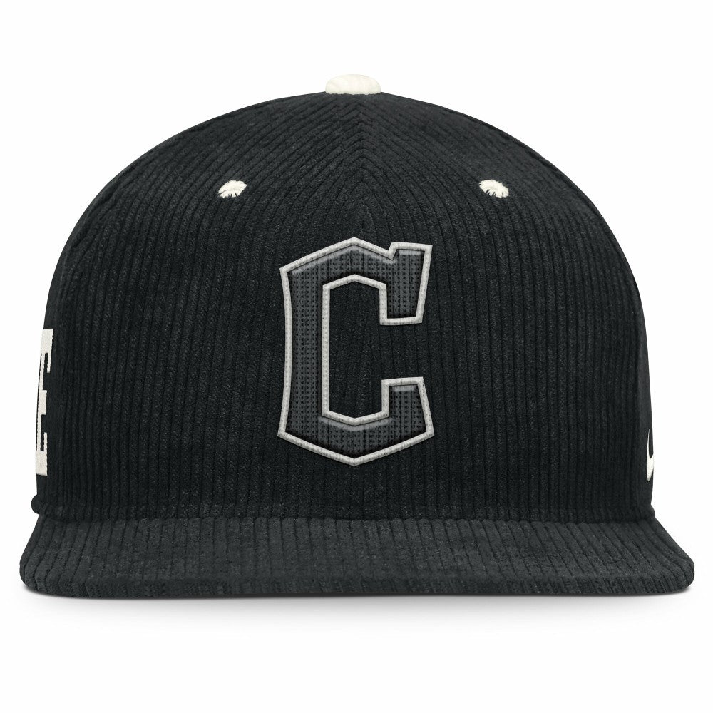 Cleveland Guardians Pro Corduroy Structured Snapback Hat Black | Nike