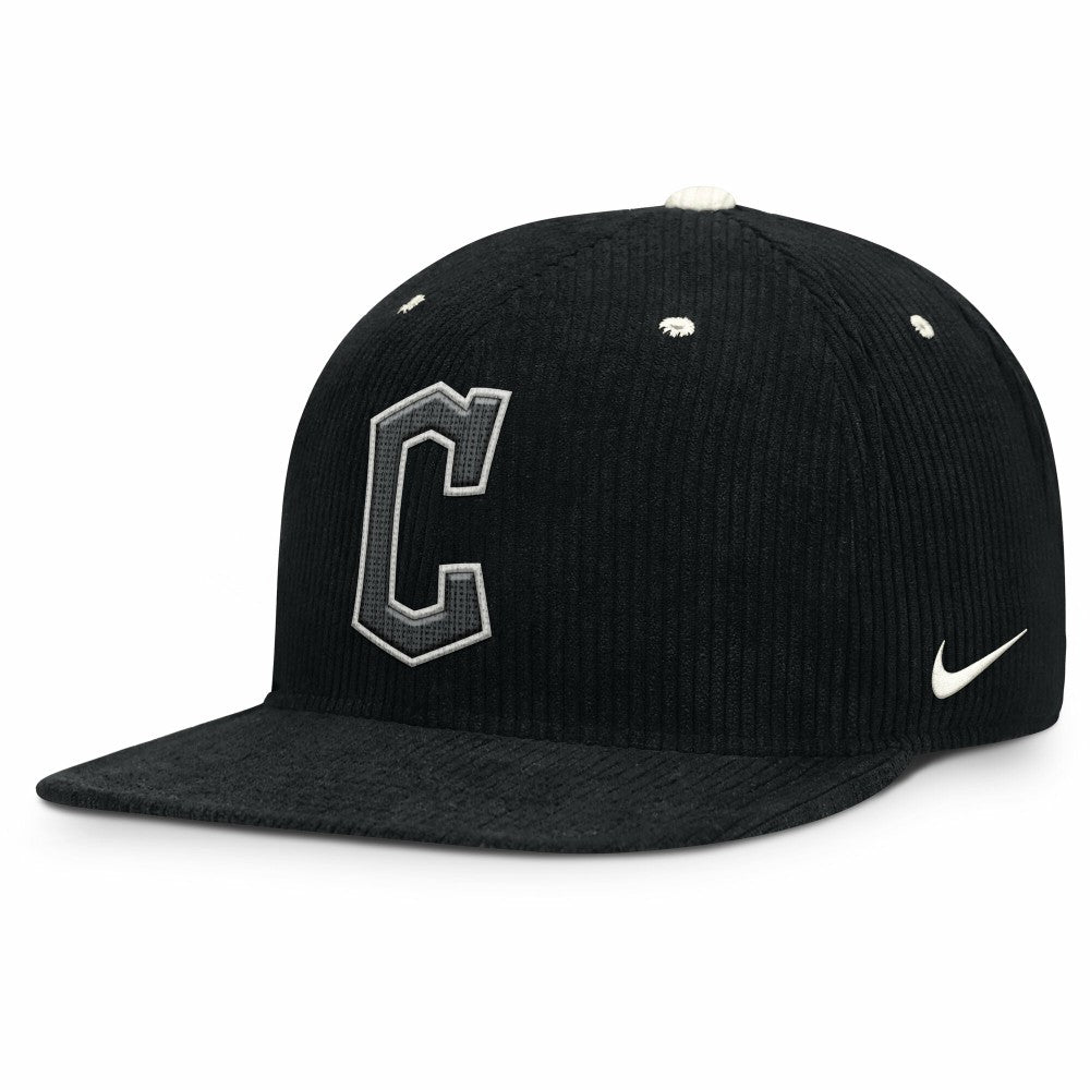 Cleveland Guardians Pro Corduroy Structured Snapback Hat Black | Nike