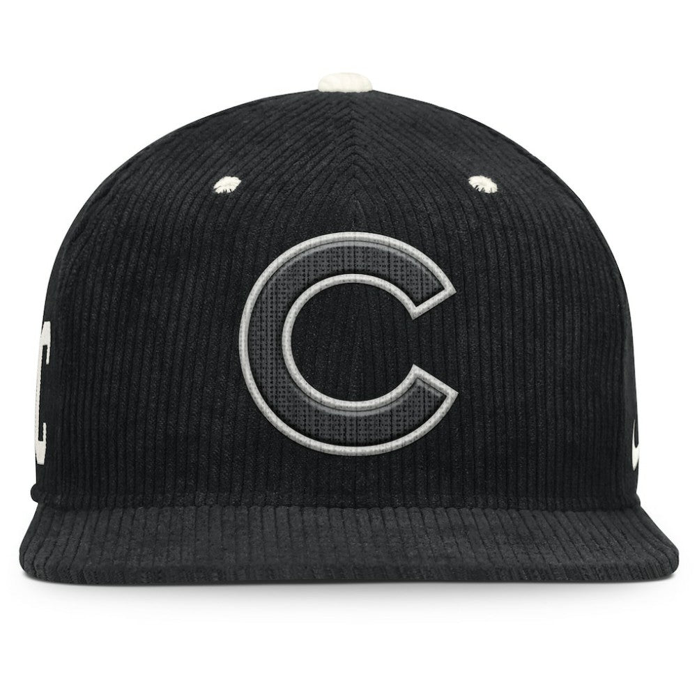 Chicago Cubs Pro Corduroy Structured Snapback Hat Black | Nike