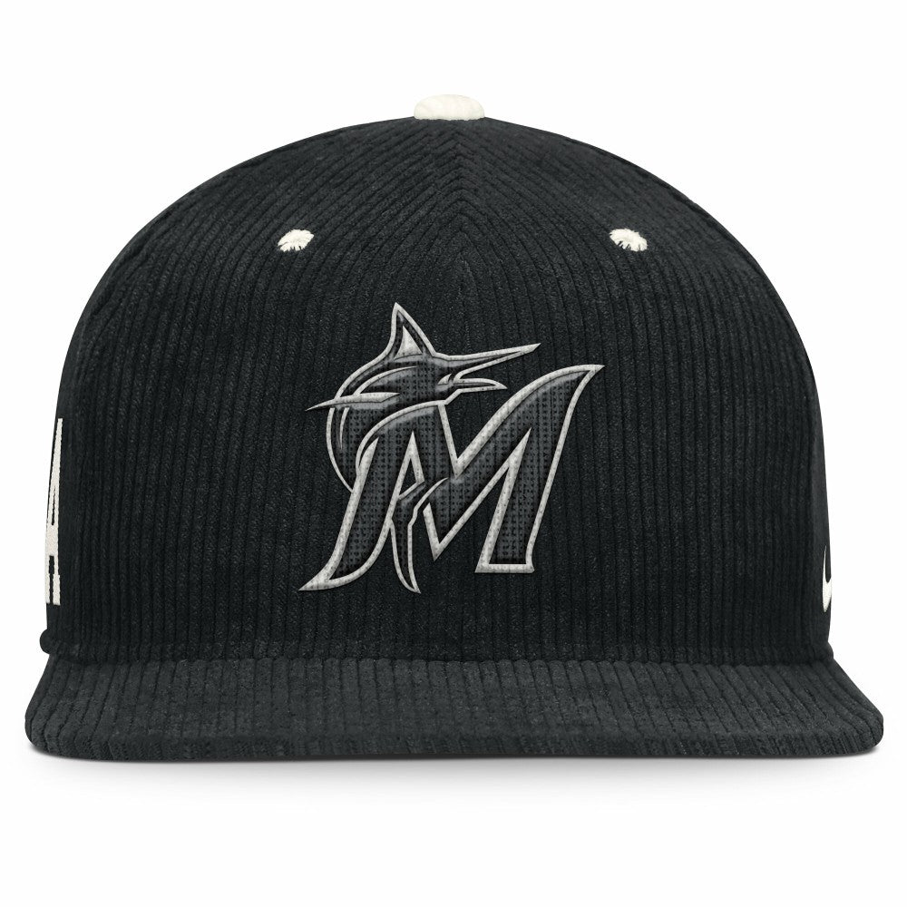 Miami Marlins Pro Corduroy Structured Snapback Hat Black | Nike