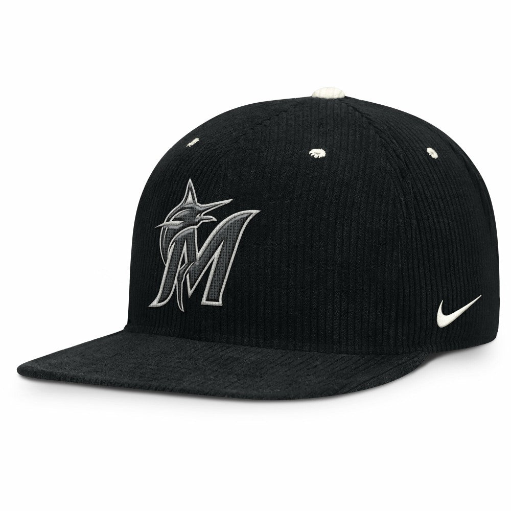 Miami Marlins Pro Corduroy Structured Snapback Hat Black | Nike