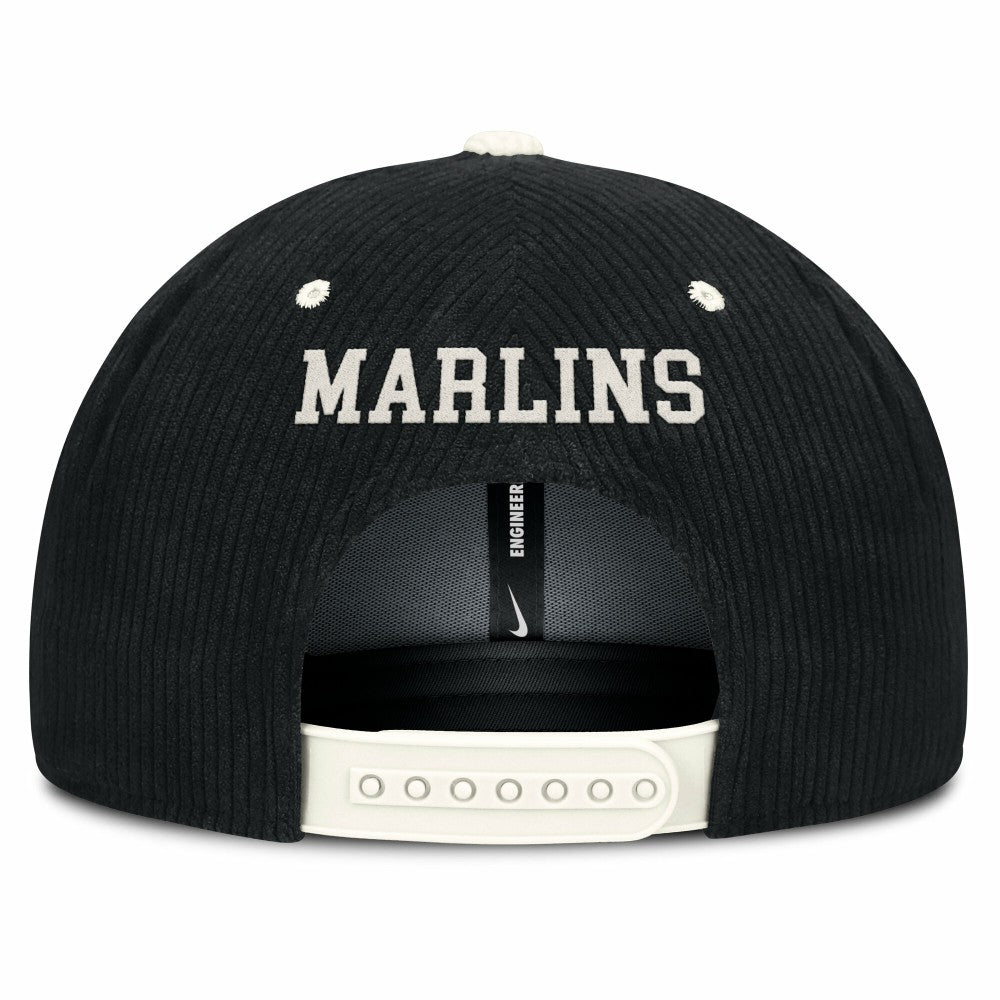 Miami Marlins Pro Corduroy Structured Snapback Hat Black | Nike