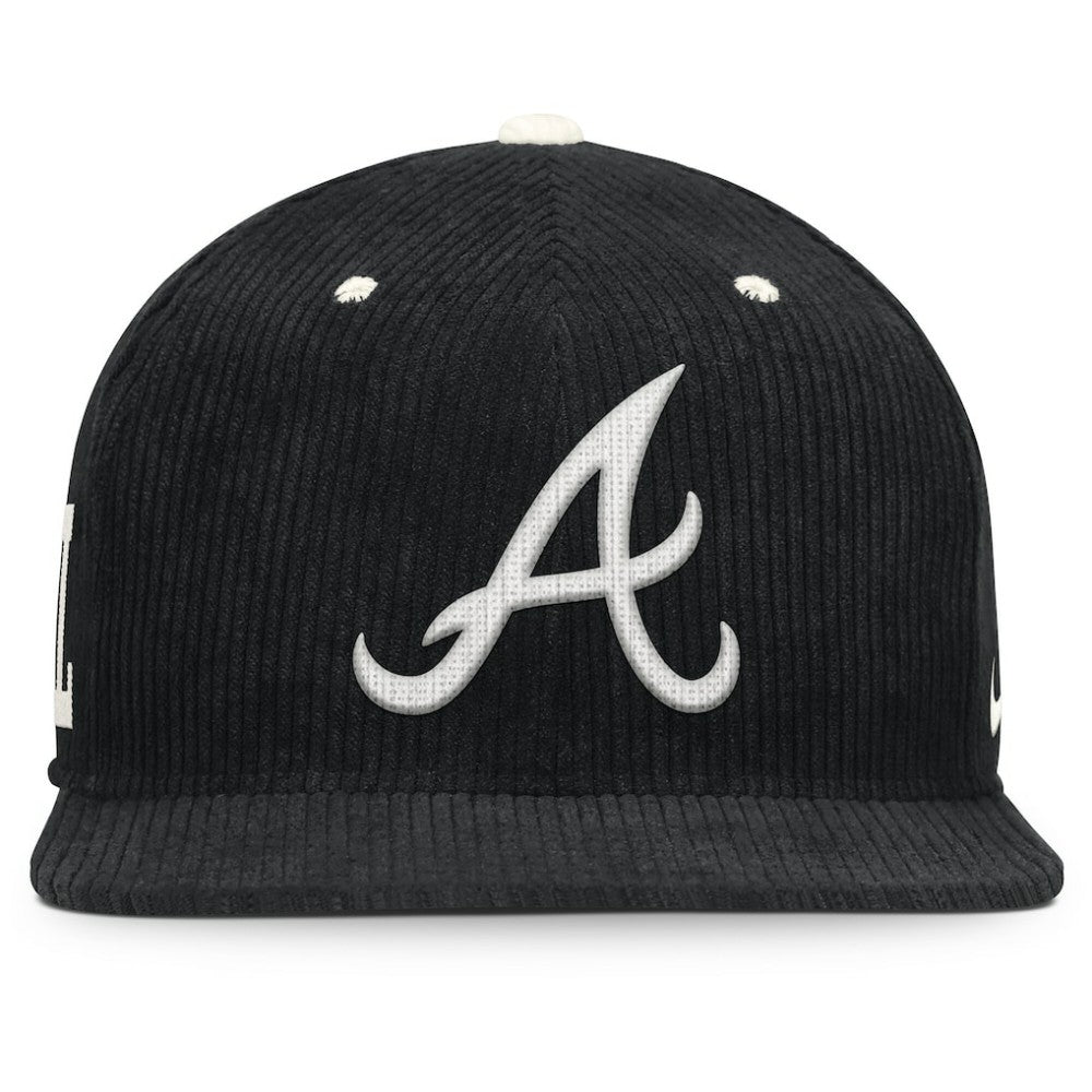 Atlanta Braves Pro Corduroy Structured Snapback Hat Black | Nike